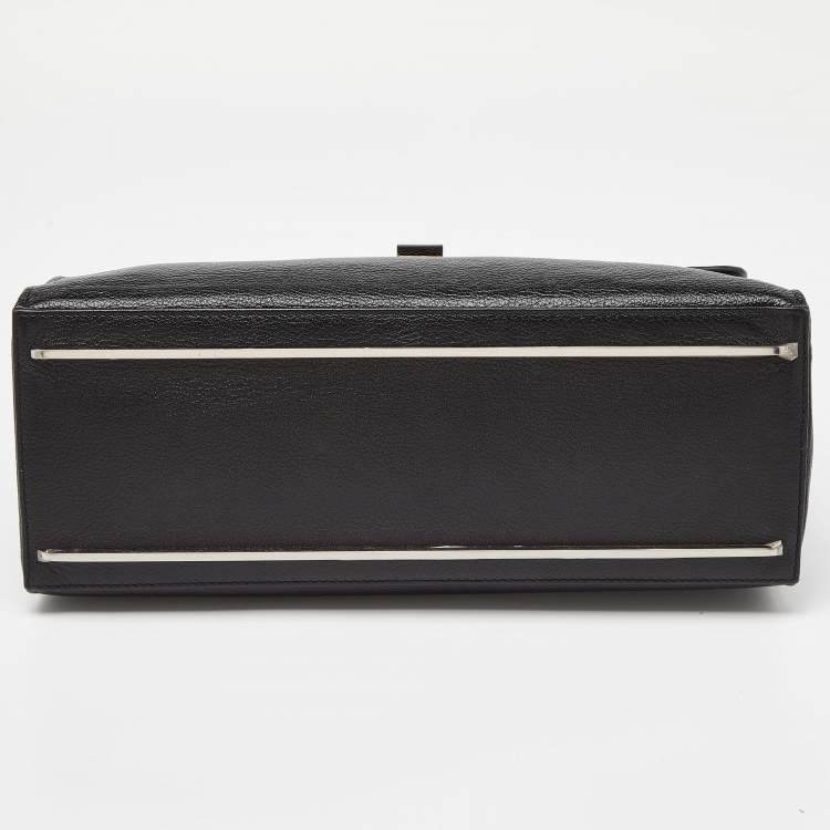 Pre Owned Balenciaga Black Leather and Ostrich Le Dix Cartable Top Handle Bag