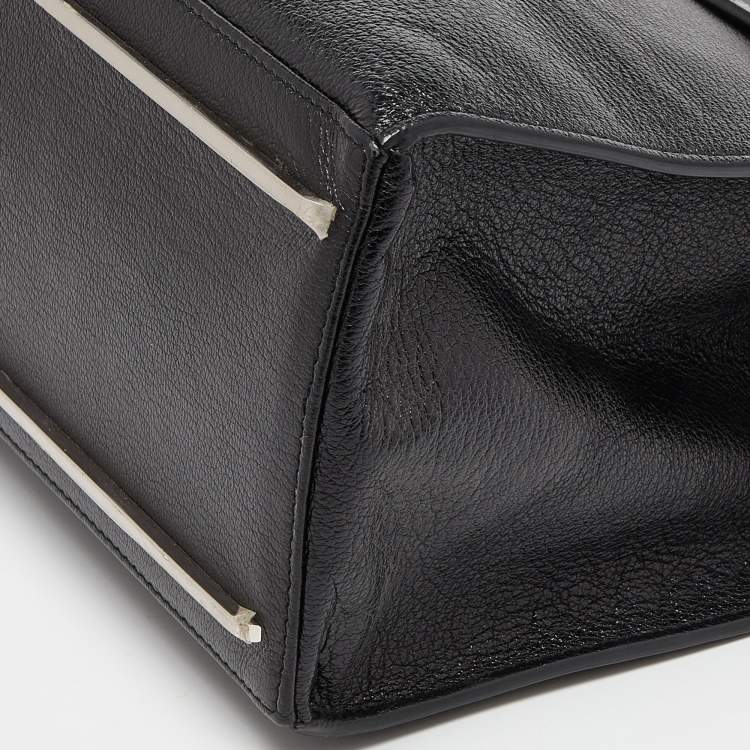 Pre Owned Balenciaga Black Leather and Ostrich Le Dix Cartable Top Handle Bag