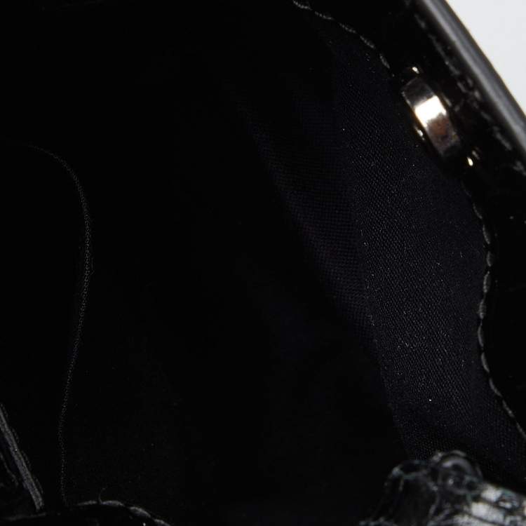 Pre Owned Balenciaga Black Croc Embossed Leather Phone Holder Crossbody Bag