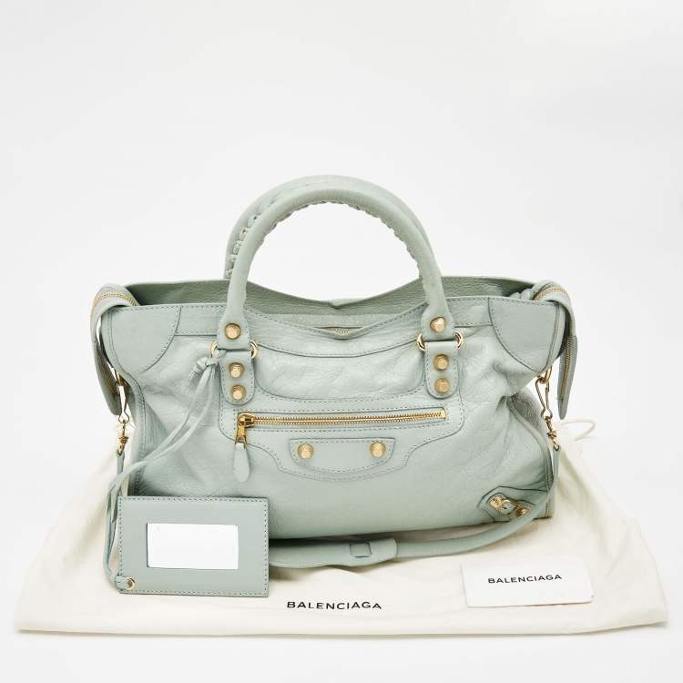 Pre Owned Balenciaga Light Green Leather RH City Bag