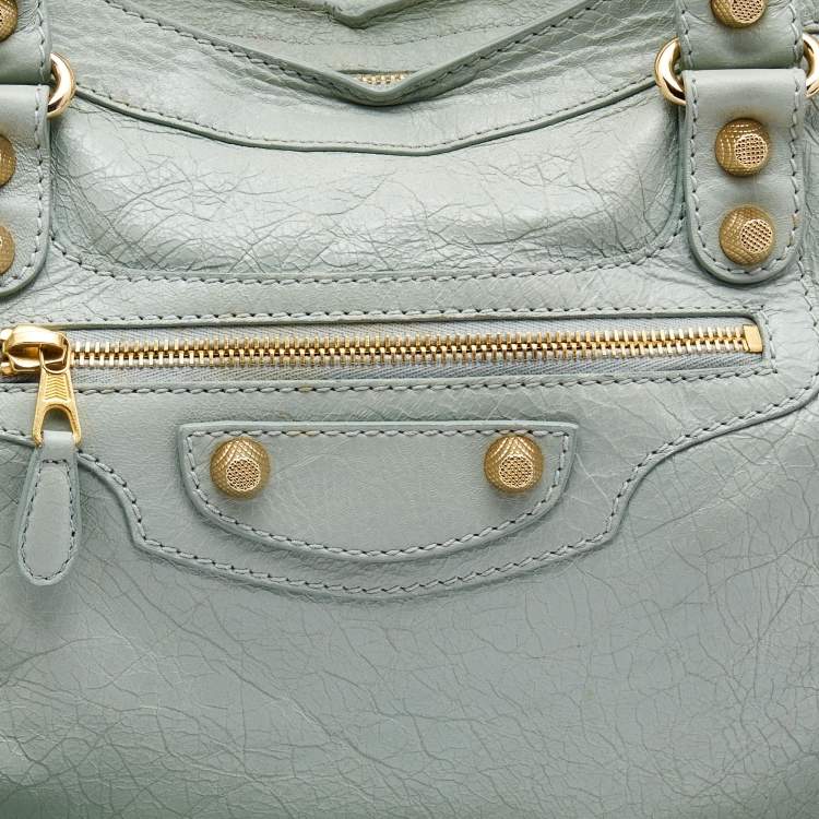 Pre Owned Balenciaga Light Green Leather RH City Bag
