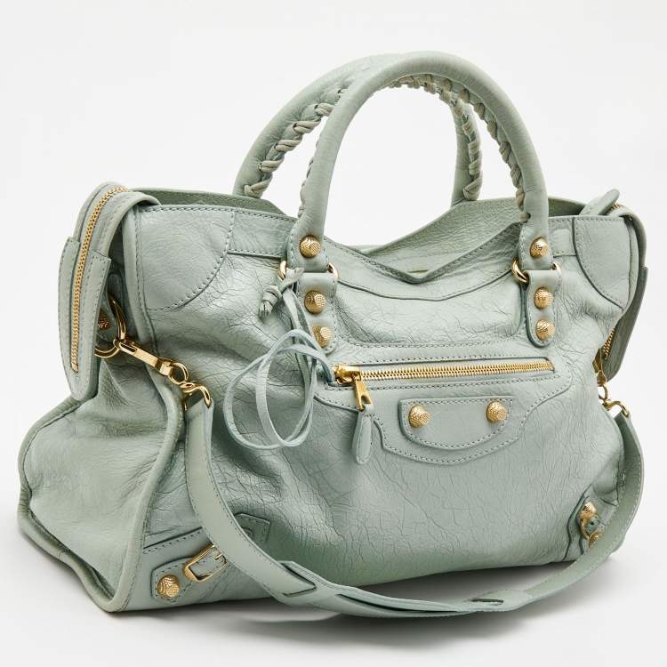 Pre Owned Balenciaga Light Green Leather RH City Bag