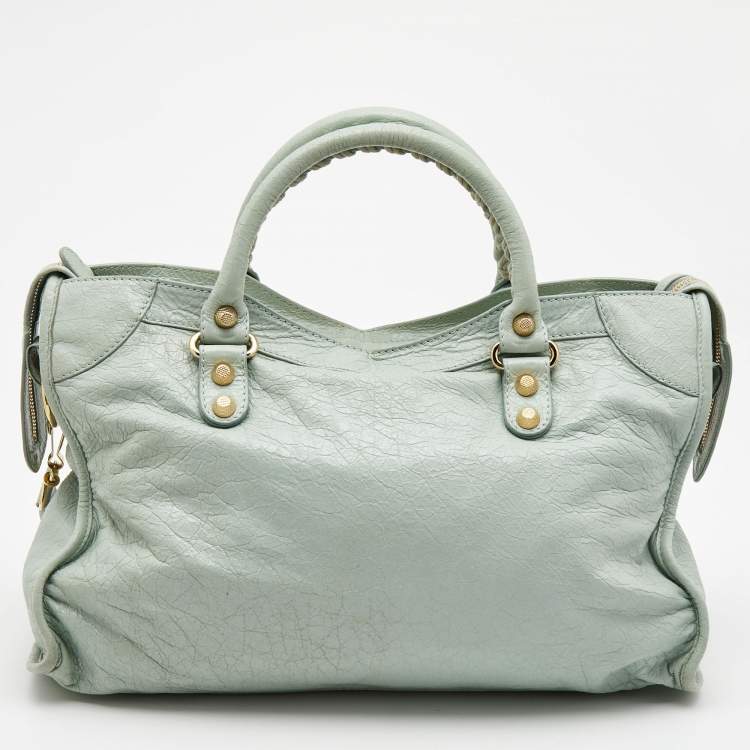 Pre Owned Balenciaga Light Green Leather RH City Bag