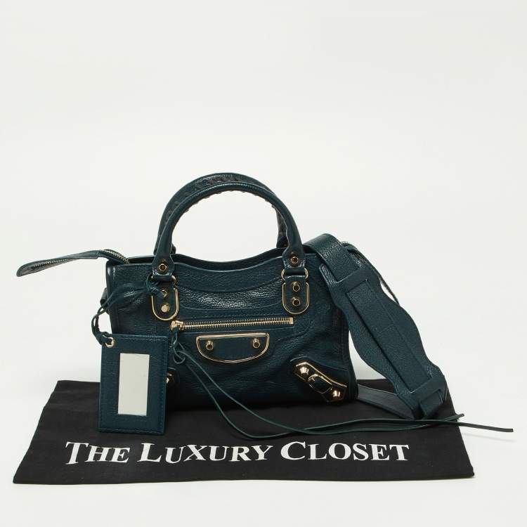 Pre Owned Balenciaga Lagoon Leather Mini Classic Metallic Edge City Bag