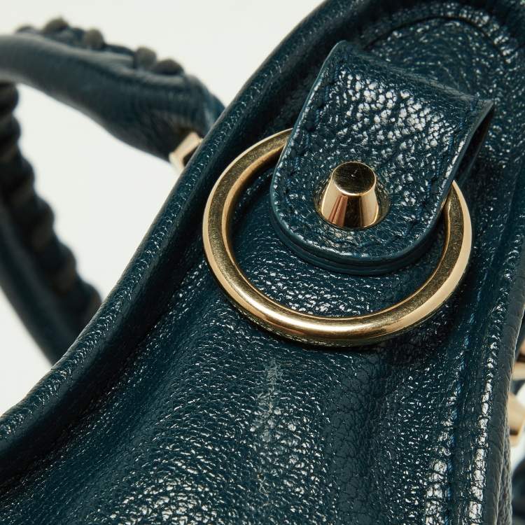 Pre Owned Balenciaga Lagoon Leather Mini Classic Metallic Edge City Bag