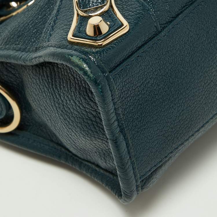 Pre Owned Balenciaga Lagoon Leather Mini Classic Metallic Edge City Bag