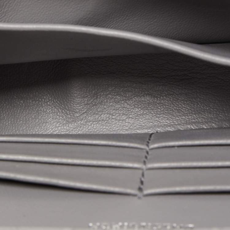 Pre Owned Balenciaga Grey Croc Embossed Leather Hourglass Wallet on Chain