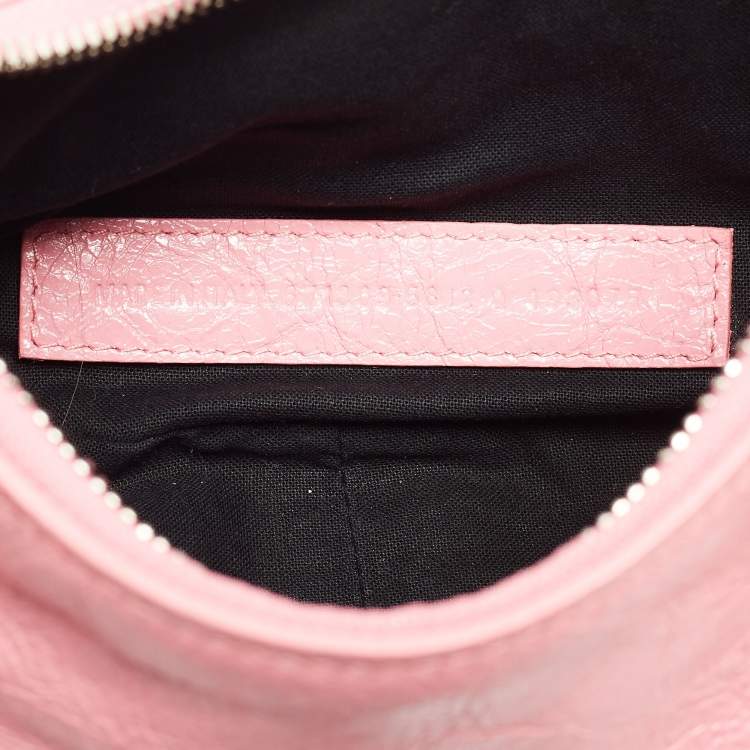 Pre Owned Balenciaga Light Pink Leather XS Le Cagole Shoulder Bag