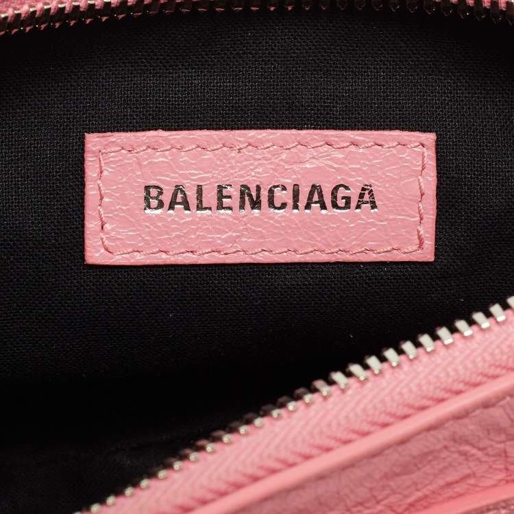 Pre Owned Balenciaga Light Pink Leather XS Le Cagole Shoulder Bag