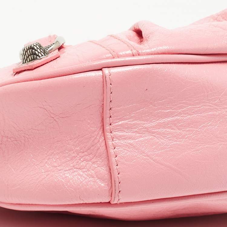 Pre Owned Balenciaga Light Pink Leather XS Le Cagole Shoulder Bag