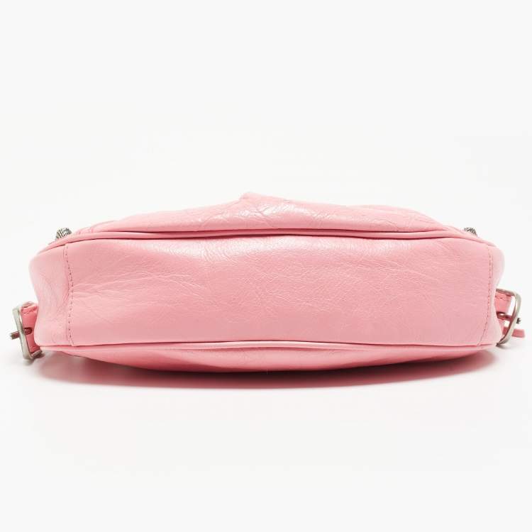 Pre Owned Balenciaga Light Pink Leather XS Le Cagole Shoulder Bag