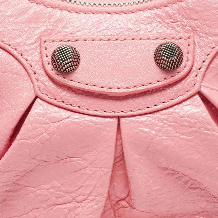 Pre Owned Balenciaga Light Pink Leather XS Le Cagole Shoulder Bag