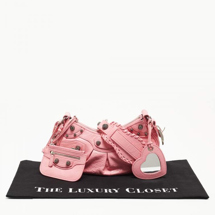 Pre Owned Balenciaga Light Pink Leather XS Le Cagole Shoulder Bag