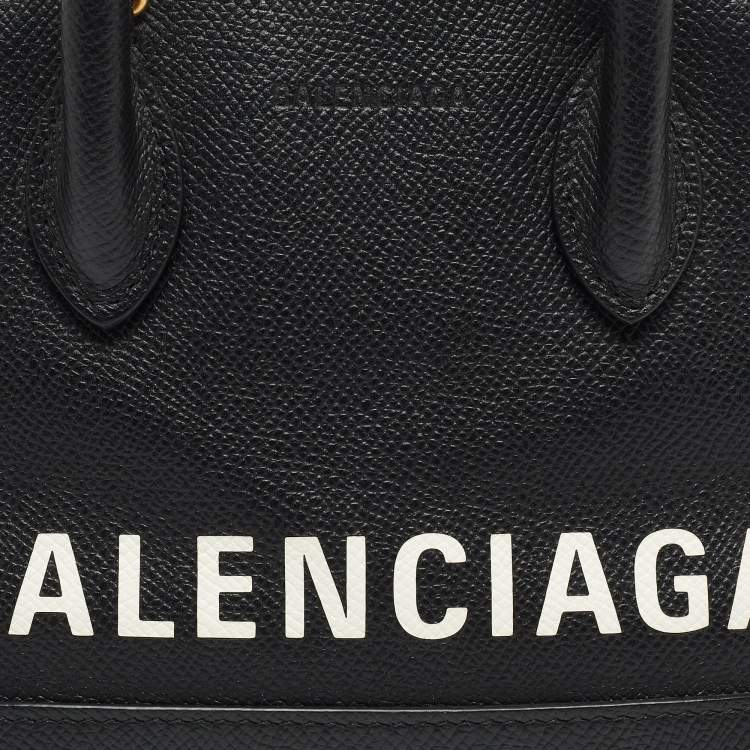 Pre Owned Balenciaga Black/White Leather XXS Ville Satchel 