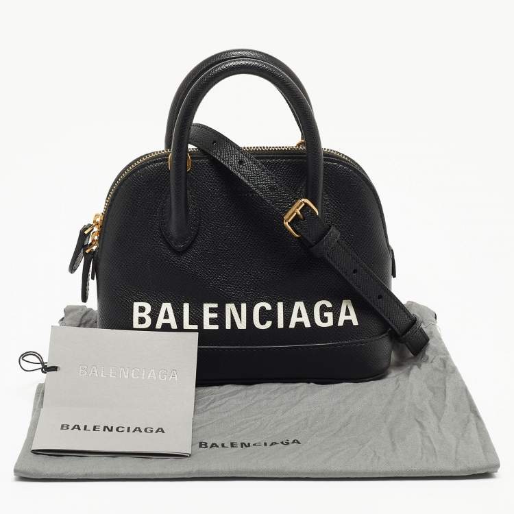 Pre Owned Balenciaga Black/White Leather XXS Ville Satchel 