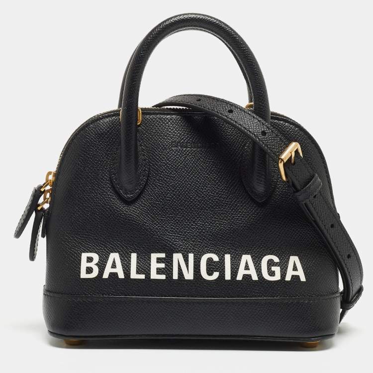 Balenciaga Black White Leather XXS Ville Satchel Balenciaga TLC