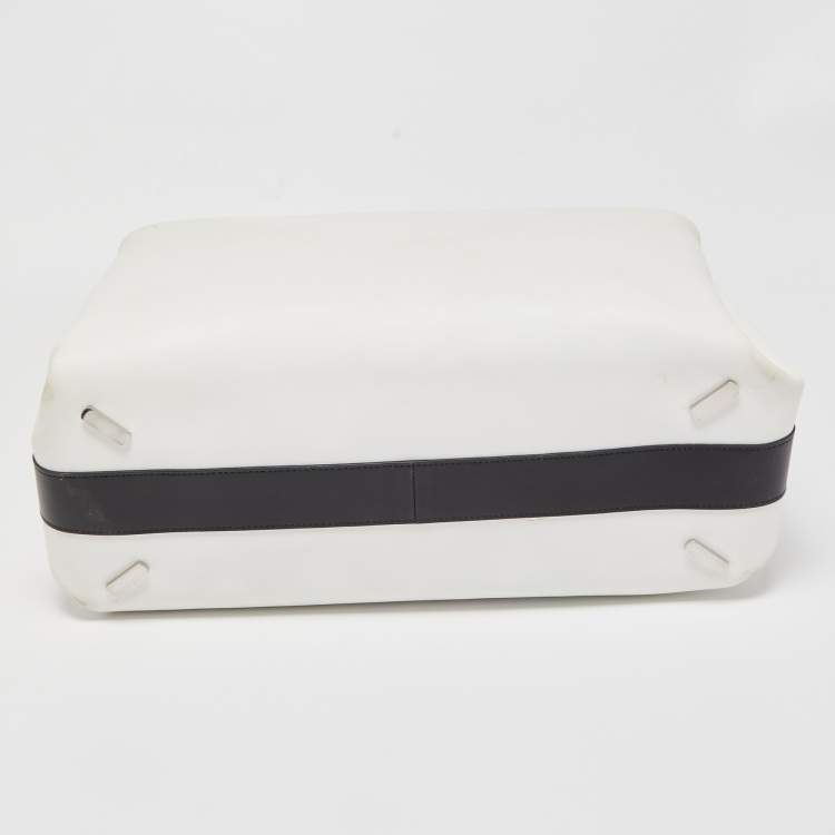 Pre Owned Balenciaga White/Black Leather Triple Boston Bag