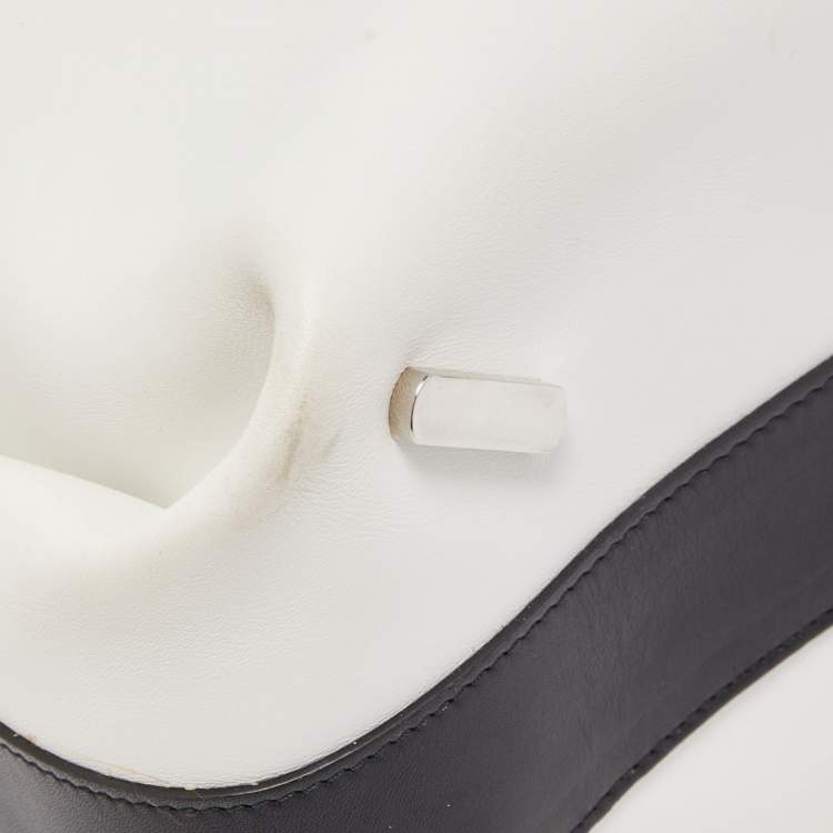 Pre Owned Balenciaga White/Black Leather Triple Boston Bag