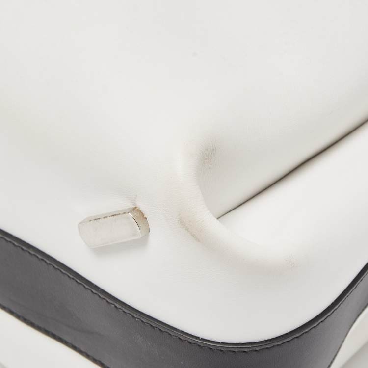 Pre Owned Balenciaga White/Black Leather Triple Boston Bag