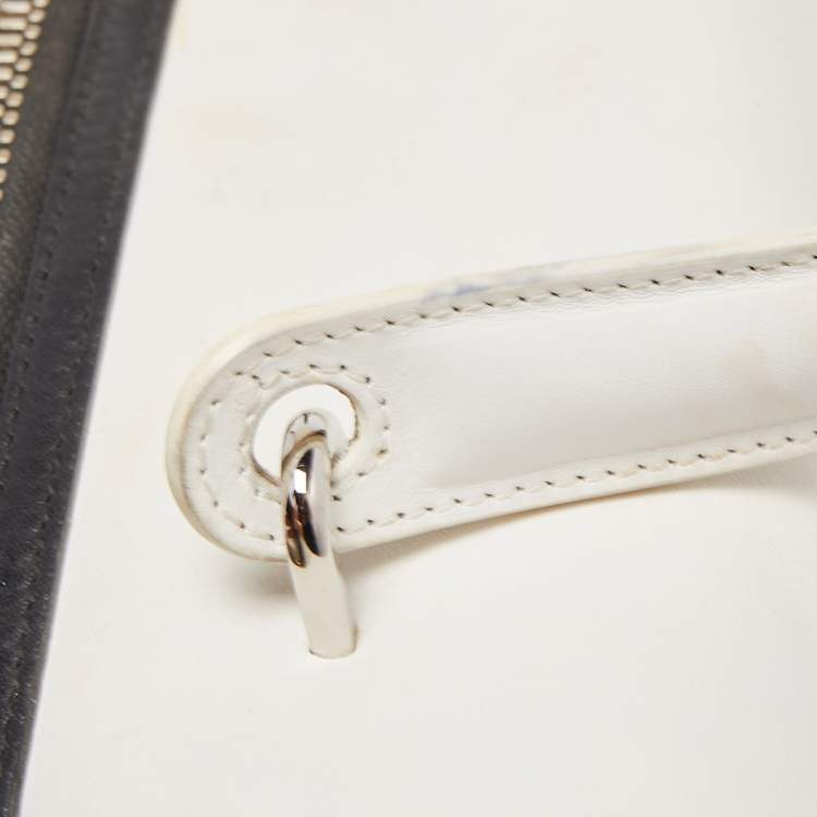 Pre Owned Balenciaga White/Black Leather Triple Boston Bag