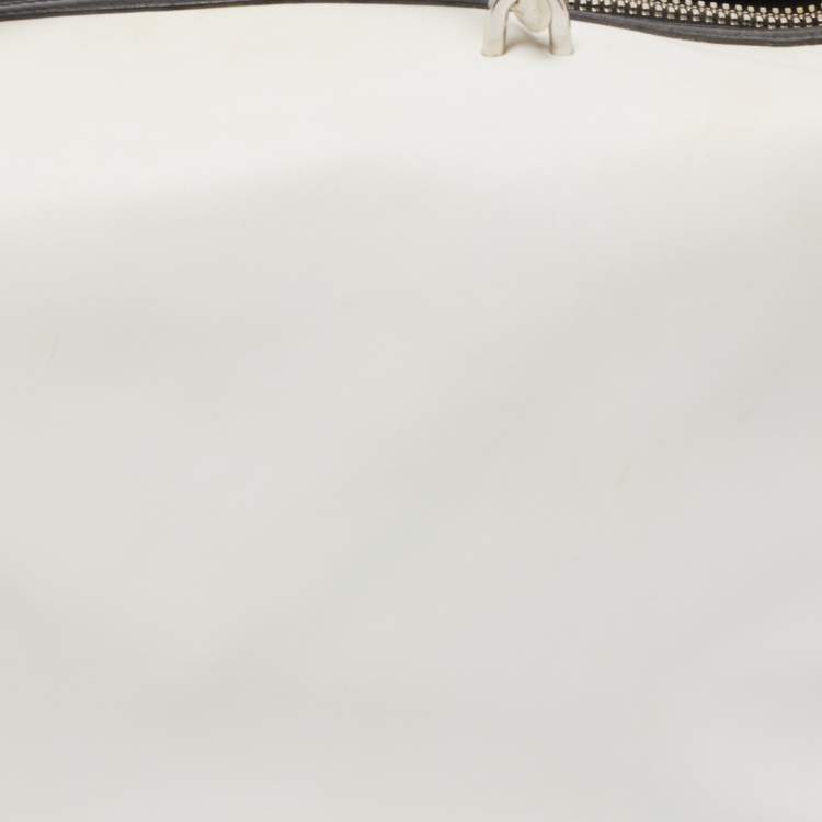 Pre Owned Balenciaga White/Black Leather Triple Boston Bag