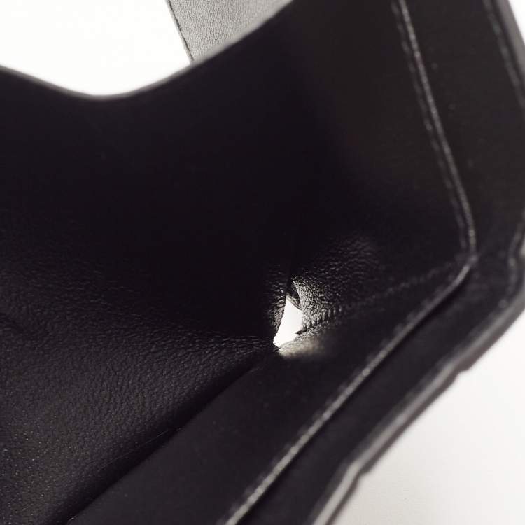Pre Owned Balenciaga Black Croc Embossed Shiny Leather Mini BB Wallet