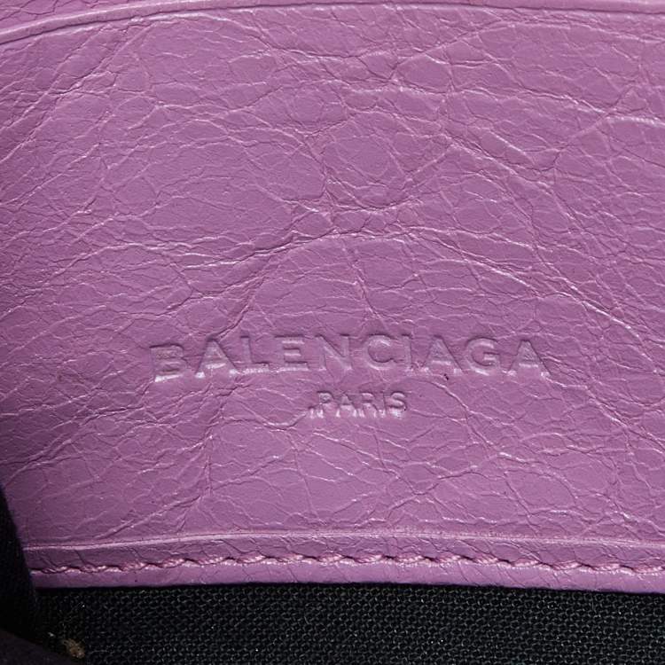 Pre Owned Balenciaga Pink Leather City Zip Around Wallet