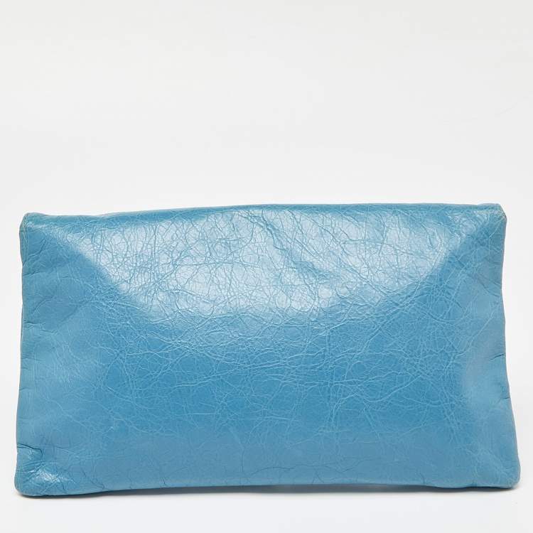 Pre Owned Balenciaga Torquise Leather RH Envelope Clutch