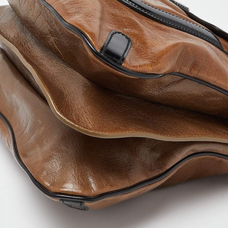Pre Owned Balenciaga Brown/Black Leather Lune Tote