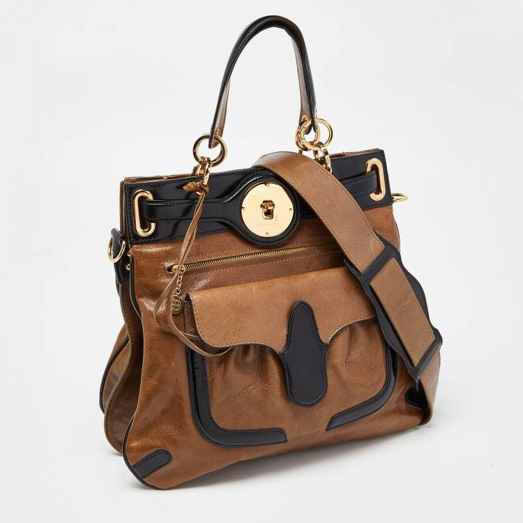 Pre Owned Balenciaga Brown/Black Leather Lune Tote