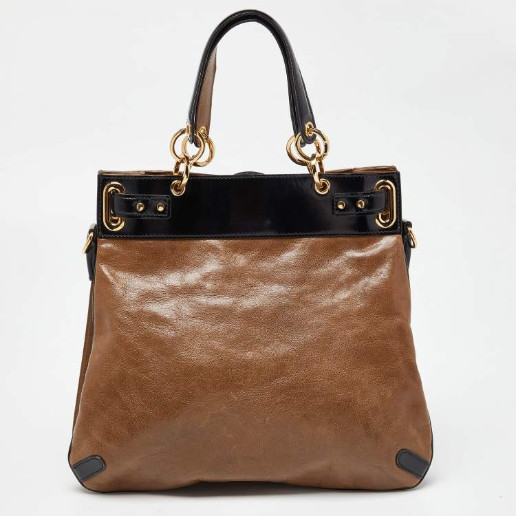 Pre Owned Balenciaga Brown/Black Leather Lune Tote