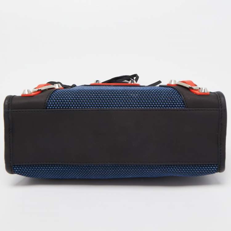 Pre Owned Balenciaga Tricolor Mesh Fabric and Nubuck Mini Classic City Bag