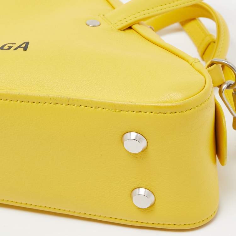 Pre Owned Balenciaga Yellow Leather Triangle Duffle Bag
