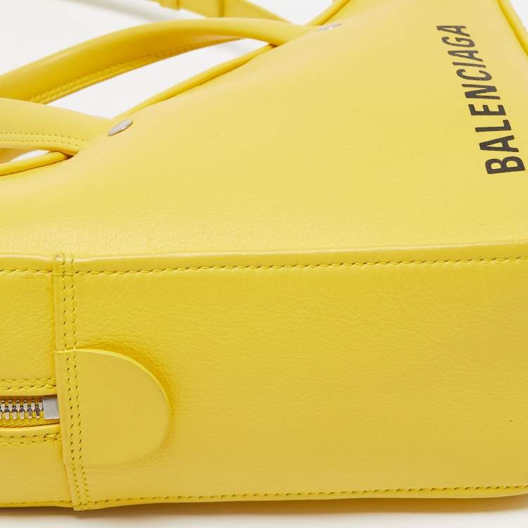 Pre Owned Balenciaga Yellow Leather Triangle Duffle Bag