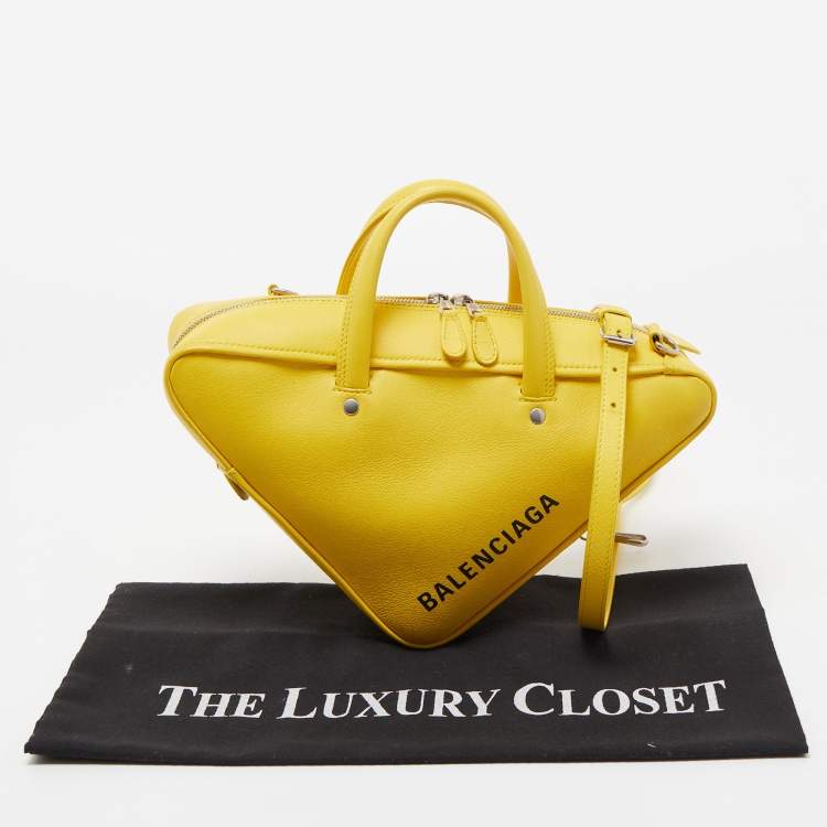 Pre Owned Balenciaga Yellow Leather Triangle Duffle Bag