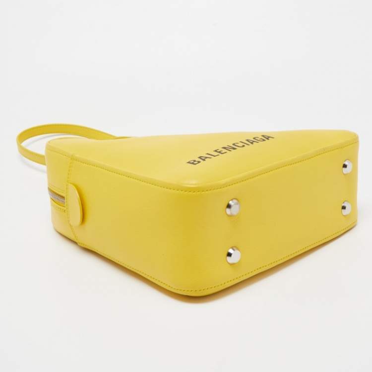 Pre Owned Balenciaga Yellow Leather Triangle Duffle Bag