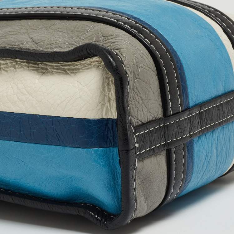 Pre Owned Balenciaga Multicolor Leather XS Bazar Stripe Tote