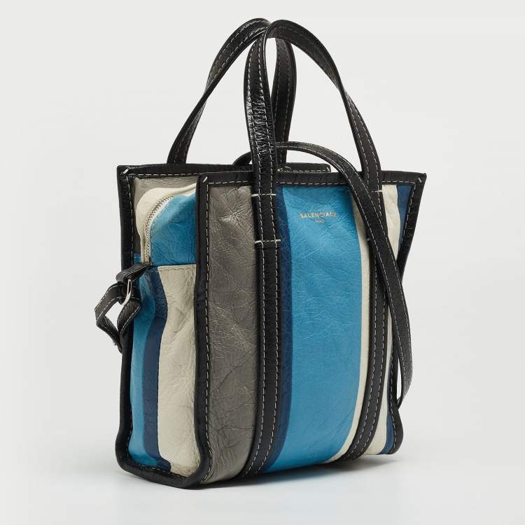 Pre Owned Balenciaga Multicolor Leather XS Bazar Stripe Tote