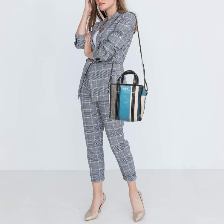 Pre Owned Balenciaga Multicolor Leather XS Bazar Stripe Tote