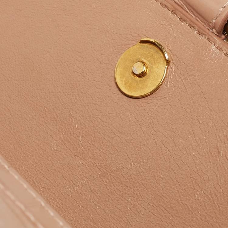 Pre Owned Balenciaga Old Rose Croc Embossed Leather Hourglass Wallet on Chain