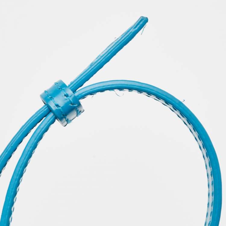 Pre Owned Balenciaga Blue Croc Embossed Leather Mini Neo Classic Bag