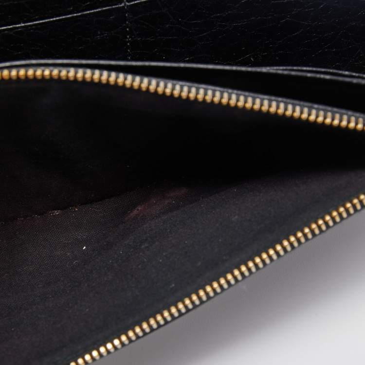 Pre Owned Balenciaga Black Leather City Flap Continental Wallet