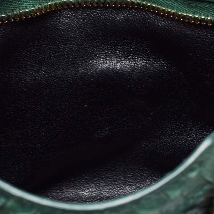 Pre Owned Balenciaga Green Python Nano Classic City Bag