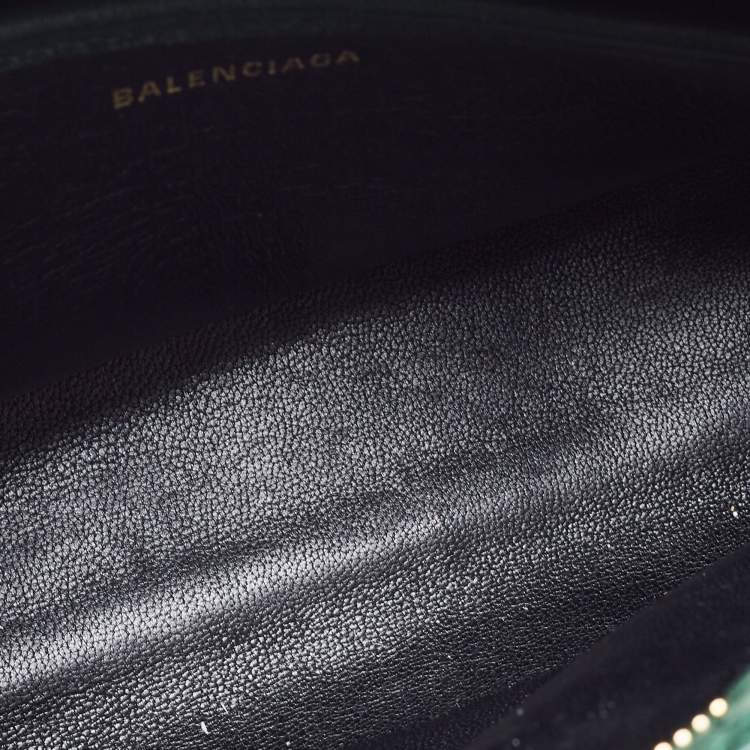Pre Owned Balenciaga Green Python Nano Classic City Bag