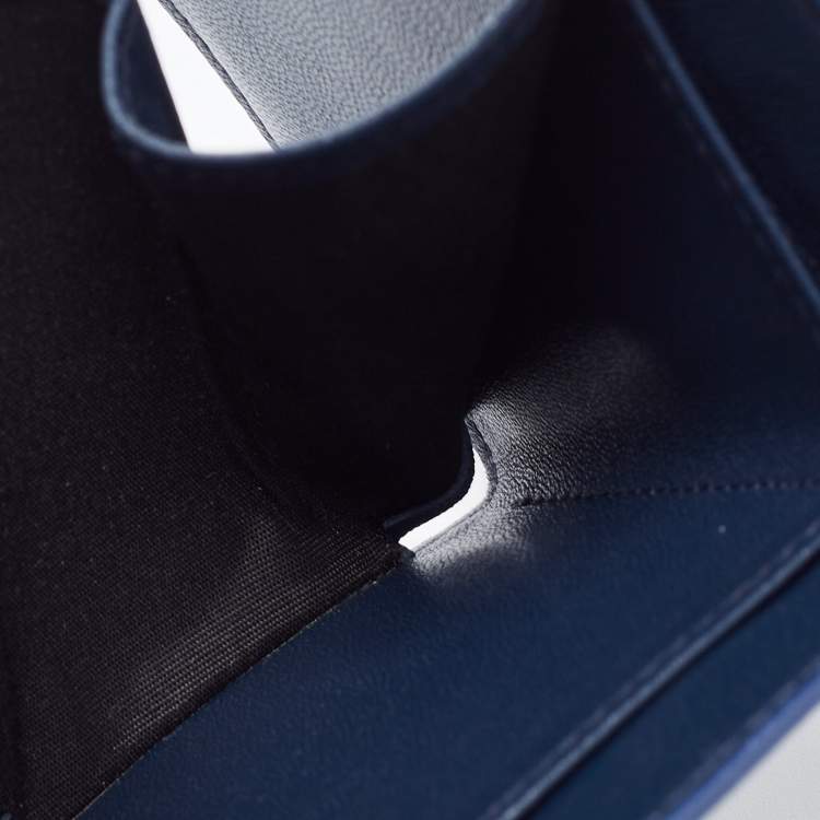 Pre Owned Balenciaga Blue Leather Mini Trifold Wallet