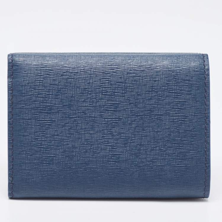 Pre Owned Balenciaga Blue Leather Mini Trifold Wallet