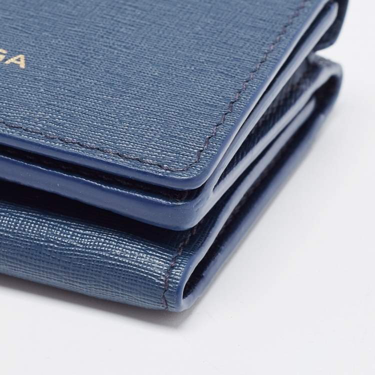 Pre Owned Balenciaga Blue Leather Mini Trifold Wallet