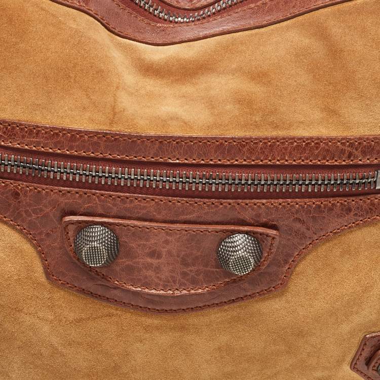 Pre Owned Balenciaga Brown/Tan Leather and Suede SGH Hobo