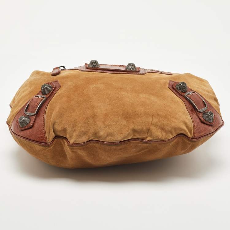 Pre Owned Balenciaga Brown/Tan Leather and Suede SGH Hobo