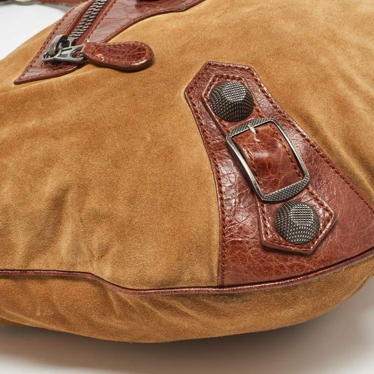 Pre Owned Balenciaga Brown/Tan Leather and Suede SGH Hobo